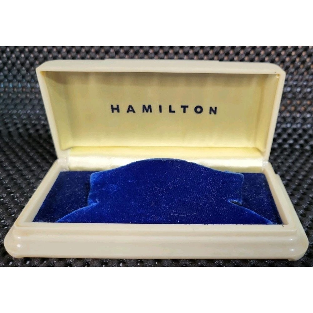 VintageHamilton Celluloid Presentation Wrist Watch Box Blue Velvet Interior NICE - Picture 3 of 13